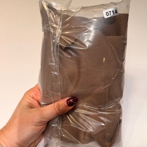 Zara Brown One Shoulder Asymmetrical Micro Ribbed Top Size Medium - Picture 8 of 8